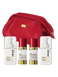 With your purchase of the Cellcosmet Ultra Vital and Eye Contour Cream, you will receive this luxurious red leather travel bag with a Purifying Gel and Activator Gel as our gift to you. Set includes: 1 oz. Ultra Vital, 1 oz. Eye Contour Cream, 4.2 oz. Purifying Gel, 4.5 oz. Activator Gel and a red leather travel bag.