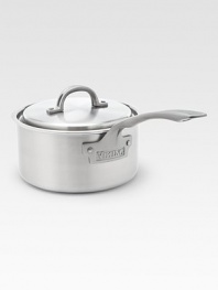 An elegant, professional-grade sauce pan is manufactured with exclusive multi-ply construction, a specially designed combination of stainless steel and aluminum alloys for lifetime performance, durability, easy cleanup and even heat distribution.Lid includedErgonomic handle constructed of investment-cast stainless steel with stay-cool vent designIncludes 18/10 stainless steel cooking surface, aluminum alloy core