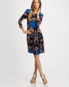 A regal print highlights this chic stretch-knit frock, shaped by a fitted top and pleated skirt.Jewel necklineThree-quarter sleevesFlat waistbandPrincess side panelsSide zipperAbout 37 from shoulder to hem94% polyester/6% polyurethaneDry cleanImportedModel shown is 5'9 (175cm) wearing US size 4.