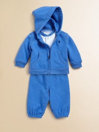 Perfectly coordinated for casual, athletic style, this sporty ensemble features a long sleeved cotton bodysuit