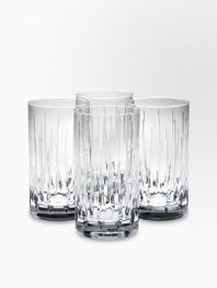 An elegant set of crystal barware favorites, handcut with striking detail to enliven any evening or occasion. Set of 4 Full lead crystal Each, 5 high Hand wash Imported 