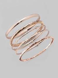 Sterling silver and 18k gold are beautifully blended in a slender hammered bangle with rich texture and a warm finish of 18k rose goldplating. An alloy of 18K gold and sterling silver plated with 18K rose gold Diameter, about 2½ Imported Please note: Bracelets sold separately.