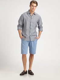 EXCLUSIVELY OURS. Easy to wear, classic-fit shorts are destined to be a seasonal favorite, shaped in soft cotton for maximum comfort.Flat front styleSide slash, back welt pocketsInseam, about 10CottonMachine washImported