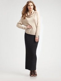 This ultra-luxe knit drapes casually over the body in a slouchy cowlneck silhouette, trimmed at the neck with rich leather.Cowlneck Raglan sleeves Wide cuffs Pullover style About 25 from shoulder to hem 32% viscose/23% nylon/19% wool/17% cotton/5% angora/4% cashmere Dry clean Imported