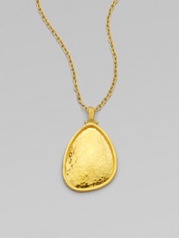 From the Elements Collection. A free-form disc of hammered 24k gold glows warmly as it hangs from a bold gold chain.24k yellow goldChain length, about 18Pendant length, about 1Hook claspImported