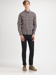 A richly, sophisticated plaid is shaped in fine cotton for an updated classic look.ButtonfrontButtoned down collarCottonMachine washImported