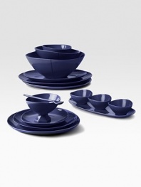 A clean, modern design in porcelain, saturated with the kind of versatility and rich color that brings any table alive. From the Pebblestone CollectionIncludes bowl & spoonPorcelainTray: 14W X 6½LBowl: 2H X 4 diam.Microwave- & dishwasher-safeImported