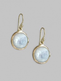 From the Lollipop Collection. Lustrous mother-of-pearl drops, richly faceted and gracefully set in 18k yellow gold. Mother-of-pearl 18k yellow gold Drop, about 1 Diameter, about ½ Ear wire Imported