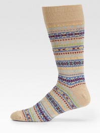Colorful pattern is woven with a luxurious blend of stretch cotton.Mid-calf height45% cotton/44% nylon/8% other fibers/2% rubber/1% spandexMachine washImported