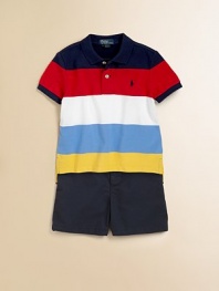 Rendered in lightweight cotton, this classic, colorful polo features signature pony embroidery pony at the chest and wide stripes.Polo collarShort sleevesButton downCottonMachine washImported Please note: Number of buttons may vary depending on size ordered. 