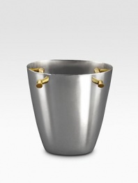 A modern statement in style combines organic elements with a sleek, stainless steel silhouette. Each bamboo accent is hand-gilded with 24k gold and soldered with sterling silver. From the Bambou CollectionStainless steel with 24k goldplate10½H X 6 diam.Hand washImported