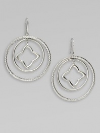 From the Quatrefoil Collection. A beautiful, geometric design full of movement and textures in sterling silver. Sterling silverLength, about 2Hook backImported 
