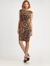 Wildly flattering, featuring an exotic leopard print and an alluring cutout back detail.BoatneckSleevelessSide gathersBack cutout with hook-and-eye closureFully linedAbout 24 from natural waistPolyesterDry cleanMade in USA of imported fabricModel shown is 5'10 (177cm) wearing US size 4. 