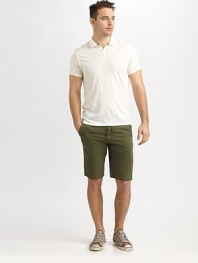 These easy, comfortable cotton twill shorts are a must-have piece for your spring wardrobe. Narrow waist with belt loops and hidden drawstringZip fly and button closureFront slash pocketsBack button-flap pocketsInseam, about 10½70% cotton/30% nylonMachine washImported