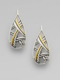 From the Papyrus Collection. A teardrop shape featuring interwoven textured and smooth curves of sterling silver and 18k yellow gold.18k yellow gold Sterling silver Length, about 1 French wire Imported