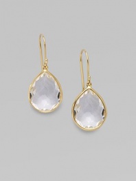 From the Rock Candy Collection. Graceful teardrops of richly faceted clear quartz set in gleaming 18k gold.Clear quartz 18k yellow gold Length, about 1¼ Ear wire Imported