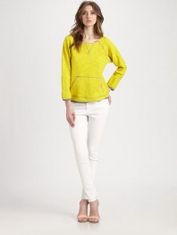Your favorite sweatshirt updated in a vibrant, nubby knit with contrast trim.ScoopneckRaglan sleevesFront kangaroo pocketAbout 24 from shoulder to hem93% cotton/6% nylon/1% elastaneDry cleanImportedModel shown is 5'10 (177cm) wearing US size Small.