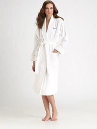 A soft and sumptuous slip-on after a shower or before bed, crafted in pure cotton terry velour with a cozy shawl collar and oversized, roll-up cuffs. Belted waist with loops Patch pockets Cotton terry velour; machine wash ImportedFOR PERSONALIZATION Select a quantity, then scroll down and click on PERSONALIZE & ADD TO BAG to choose and preview your monogramming options. Please allow 2 to 4 weeks for delivery.