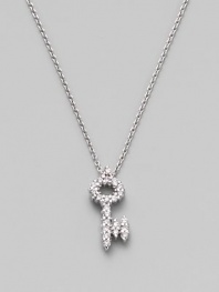 From the Tiny Treasures Collection. The key to whatever your heart desires, lavishly covered in pavé diamonds on a chain of 18k gold.Diamonds, 0.16 tcw 18k white gold Chain length adjusts from about 16 to 18 Pendant length, about ½ Lobster clasp Made in Italy