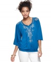 Get the boho chic look with RXB's embellished peasant top!