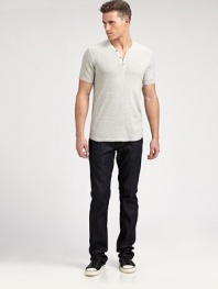 Contrast stitch detail updates this basic henley style designed in cozy ribbed cotton.Three-button placketCottonMachine washImported