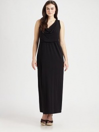 Soft, supple and so flattering with draped neckline and Empire waist.SleevelessShirred Empire waistAbout 35 from natural waist47% pima cotton/47% modal/6% spandexHand washMade in USA
