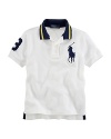 Essential cotton mesh polo is finished with an embroidered Big Pony and a twill 3 for preppy in-the-game style.