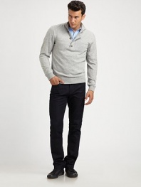 EXCLUSIVELY AT SAKS. Warm, wool/cashmere is smartly styled with a half-zip and button placket.Stand collarLong sleevesRibbed cuffs and hem70% wool/30% cashmereDry cleanImported