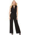 A notched neckline adds graphic edge to this Vince Camuto jumpsuit that's oh-so on trend for spring!