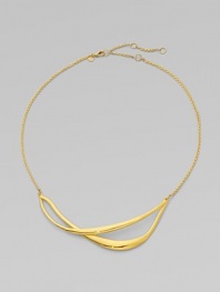 Two simple, elegant strands overlap one another in this golden design with a modern edge.18k goldplatedLength, about 16 with 3 extenderLobster claspMade in USA