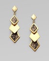 A chic design with a drop of three graduated diamond shapes. 14k goldplated white metal alloy Snake skin inlays Drop, about 2¼ Post back Made in USA 