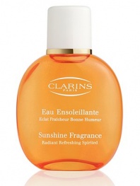 Feel happy, feel radiant, feel spirited! New Clarins Sunshine Fragrance has captured the scent of the sun. Uplifting and sparkling, it combines aromatherapy benefits, aromatic essential oils and plant extracts to make you feel happy, feel radiant and feel spirited ...all year long. 3.4 oz. 