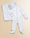 A precious one-piece ensemble in ultra soft cotton will keep your little one comfy and cozy.CrewneckLong sleevesSnaps down the front hemCottonMachine washImported Please note: Number of snaps may vary depending on size ordered. 