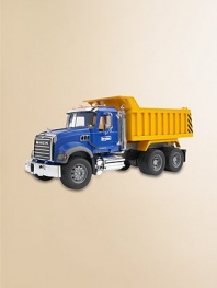 Incredibly realistic 1:16 scale model provides hours of imaginative play, with opening doors, lift-up hood displaying engine block, folding side mirror and tilting truck bed.Plastic About 21L X 7¼W X 9H Recommended for ages 3 and up Made in Germany