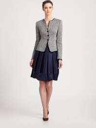 Classic basketweave tweed, in a form-fitting style secured by three front buttons.CollarlessFront button closuresBust dartsVented cuffsAbout 21 from shoulder to hem43% cotton/17% viscose/14% polyester/10% acrylic/8% polyamide/8% flaxDry cleanMade in Italy of imported fabricModel shown is 5'10 (177cm) wearing US size 4. 