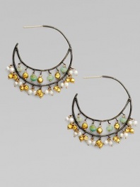 EXCLUSIVELY AT SAKS.COM Delicate double hoops of blackened sterling silver dangle tiny beads of Peruvian opal, cultured pearls and 18k gold in this delightful design.Peruvian opal Cultured pearls 18k yellow gold Sterling silver Diameter, about ½ Post back Imported