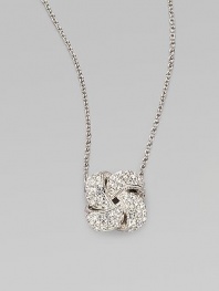 EXCLUSIVELY AT SAKS. A shimmering knot of pavé crystals, suspended on a graceful chain. Crystal Rhodium plated Chain length, about 16 with 2 extender Pendant, about ½ square Lobster clasp Imported