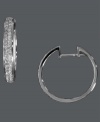 Versatility and refinement at its best. Perfect for the red carpet, or paired with your favorite blue jeans, Trio by Effy Collection's hoop earrings add vitality to any look. Crafted in 14k white gold with two rows of sparkling, round-cut diamonds (1/3 ct. t.w.). Approximate diameter: 3/4 inch.