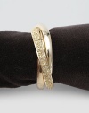 Three slender, gold-plated bands, one encrusted with hand-set Swarovski crystals, add elegance to the table setting. Also available in platinum-plated metal. Beautifully gift boxed Set of 4 Imported