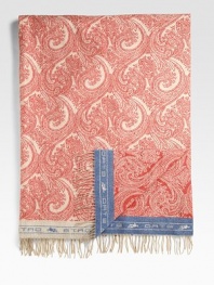 Paisley style for any room in your home, woven in Italy from fine wool with fringed ends and versatile style. Fringed endsLogo corner detail55 X 71WoolDry cleanMade in Italy