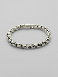 A handsome addition, crafted in polished box chain silver. 8½ long Imported
