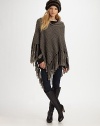 Patchwork knit lends a crafted touch to this free-flowing poncho silhouette.Draped hoodFringe trimAsymmetrical hemPullover styleAbout 39 from shoulder to hem70% acrylic/20% wool/10% alpacaDry cleanImportedModel shown is 5'9 (175cm) wearing US size Small.