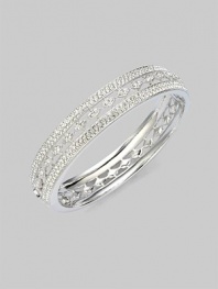 EXCLUSIVELY AT SAKS. From the Eden II Collection. A dazzling array of sparkling crystals in an art deco-inspired design.Crystal Rhodium plated Diameter, about 2½ Width, about ½ Hinged opening Push lock clasp Imported 