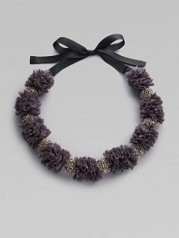 EXCLUSIVELY AT SAKS. Fluffy chiffon and sparkly beads come together in a fun, collar-style design. Chiffon and beads Length, about 49½ Ribbon ties Imported