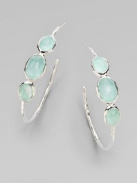 EXCLUSIVELY AT SAKS. From the Wonderland Collection. Three graceful ovals of faceted crystal with aqua accents, set in polished sterling silver.Crystal and clear quartz Sterling silver Diameter, about 1½ Post back Imported