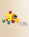 Made entirely from recycled materials, this fun set to pull and play with contains shapes that will fit into the bus when sorted correctly. Pull the sign on the bus and pieces slide out Includes blocks, pull and a friendly conductor About 5W X 5¼H X 8½D Imported Recommended for ages 19 months and up