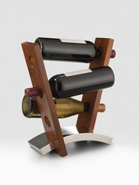 A sculptural design displays your favorite reds and whites in a cascading silhouette. Crafted from rich acacia wood, the wine rack rests on a bowed base of metal alloy for support and strength. Holds up to three bottles (bottles shown not included) Wood/metal 14W X 13½H X 5¾D Imported 
