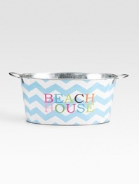 Beach towels, pool toys, cold drinks...stow every summer essential in this bright, galvanized party tub. It's also a clever gift basket, ready to fill and give to that fabulous beach homeowner. Side handles 9H X 18W Made in USA Please note: Each tub is made to order, so please allow 3-4 weeks for delivery. 