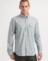 This crisp cotton woven is smart enough to be worn on or off campus.ButtonfrontButton-down collarChest flap pocketCottonMachine washImported