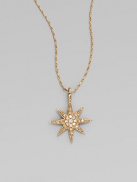 Dazzle in this sparkling piece with a diamond encrusted starburst pendant on a 14k gold chain. Diamonds, .12 tcw14k goldLength, about 16Pendant size, about 1L X ¾ WSpring ring closureMade in USA 